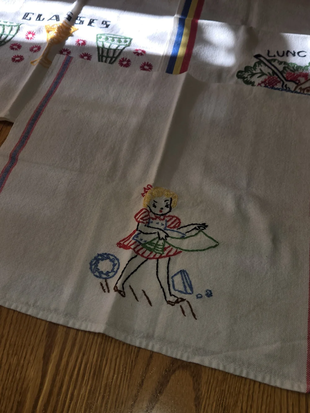Vintage Cannon Embroidered Kitchen Towels Set of 8 Retro Handmade Cotton